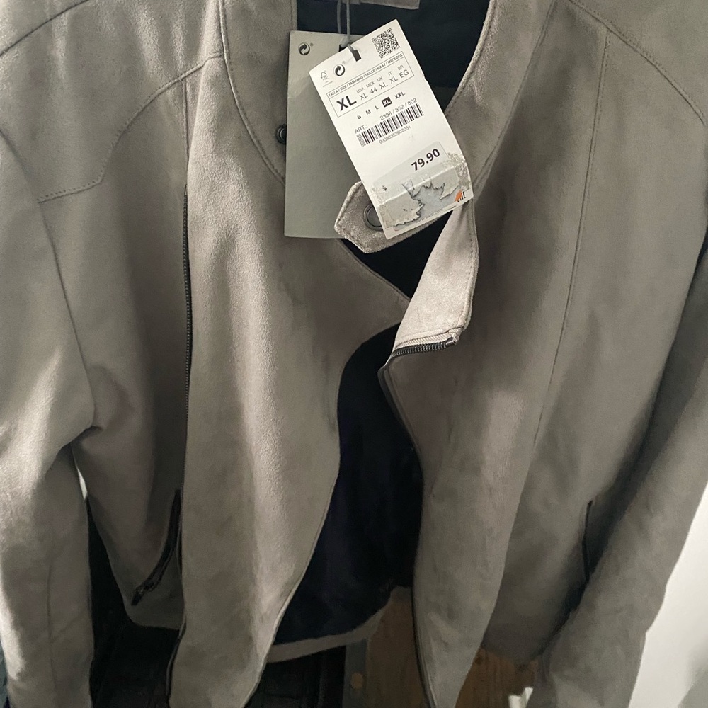 Gray velour jacket lightweight Zara men brand new with tags